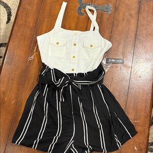Justify Black and White Striped Women’s Romper